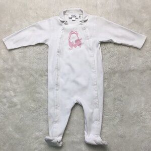Dior Baby One Piece Footie Pajama White and Pink Size 6 Months